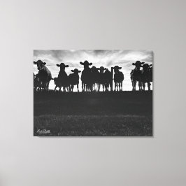 Impressão Em Tela Vacas brancas e pretas ao longo da cerca