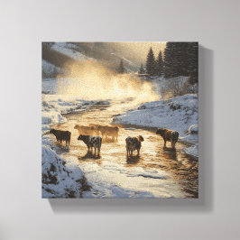 Impressão Em Tela Vacas na Mist