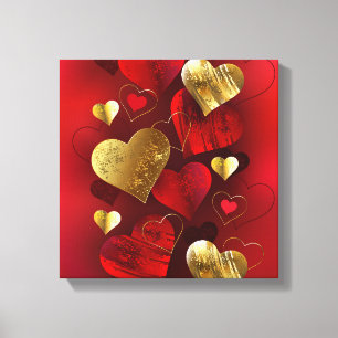 Impressão Em Tela Valentines dourados e vermelhos