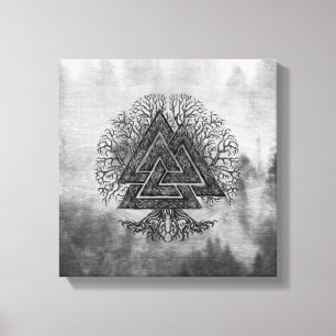 Impressão Em Tela Valknut e árvore de vida Yggdrasil