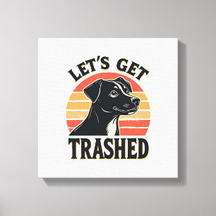 Impressão Em Tela Vamos Ficar Bêbados Gráfico de Cachorro Vintage Pô