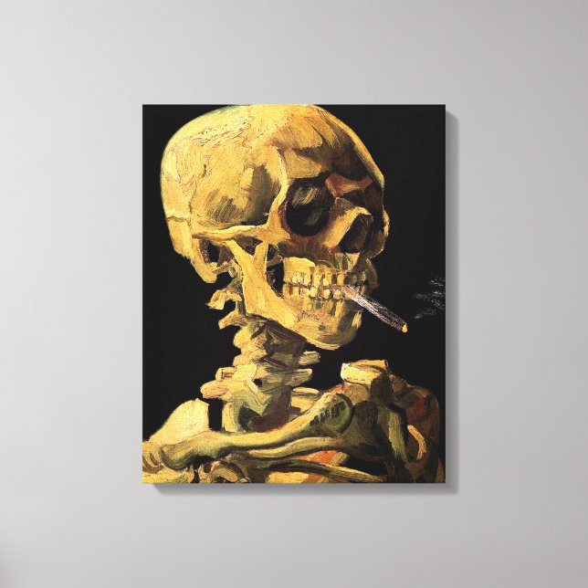 Impressão Em Tela Van Gogh Crânio Com Cigarro Aceso Grande Tela (Frente)