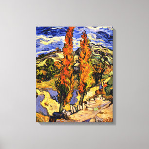 Impressão Em Tela Van Gogh - Dois Poplars em um Hill