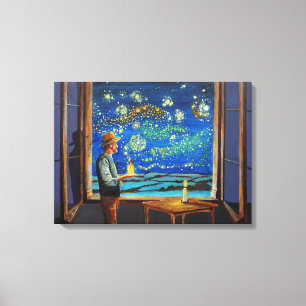 Impressão Em Tela Van Gogh e os vaga-lume da noite estrelado