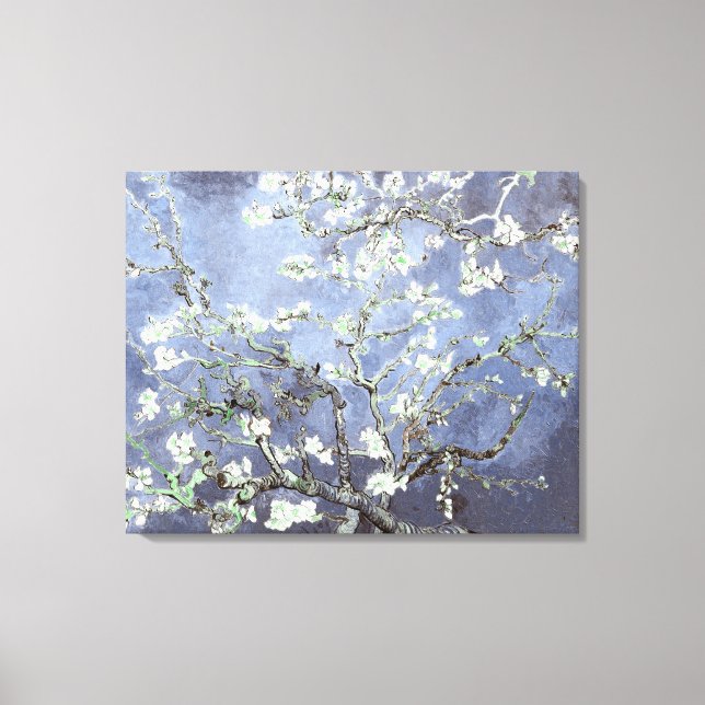 Impressão Em Tela Van Gogh Flores de Amendoeira Azul Aço (Frente)