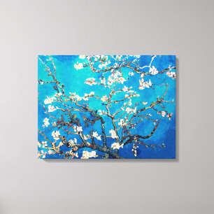 Impressão Em Tela Van Gogh Flores de Amendoeira brilhante turquesa