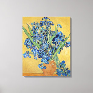Impressão Em Tela Van Gogh Irises Vase Blue Flowers Buquê Belas Arte