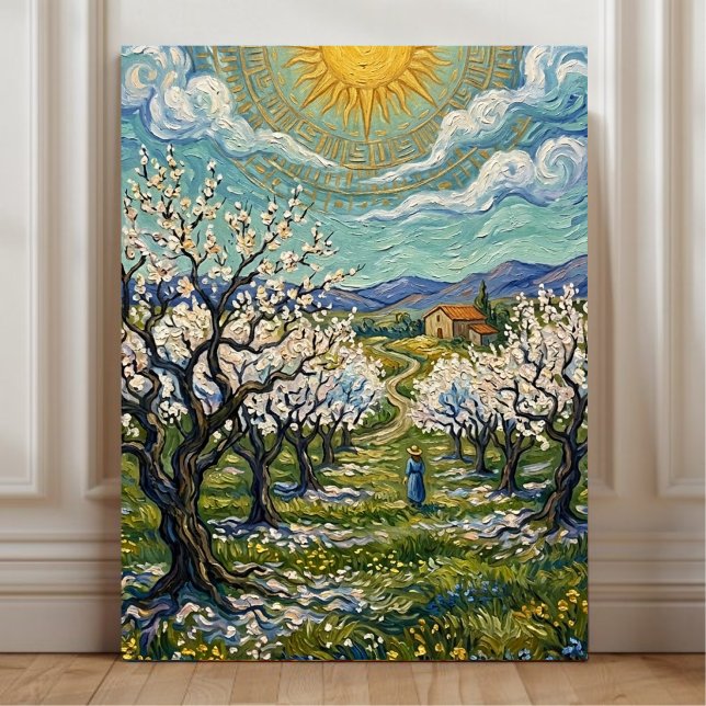 Impressão Em Tela Van Gogh Style Almond Orchard Sunlit Spring Poster (Criador carregado)