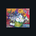 Impressão Em Tela Van Gogh - Vida Estática Com Rosas E Girassóis<br><div class="desc">Óleo na canvas de 1886 mostrando um buquê de girassóis amarelos, rosas brancas e outras flores em um vaso verde contra um fundo brilhante e multicolor. Diferentemente de lojas semelhantes, o Art Lover's Cafe apresenta obras de arte clássicas de alta resolução que foram cuidadosamente restauradas, balanceadas por cores e retocadas...</div>