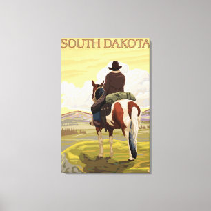 Impressão Em Tela Vaqueiro (vista da parte traseira) South Dakota