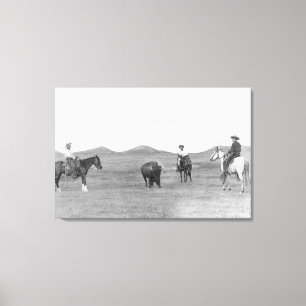 Impressão Em Tela Vaqueiros nos cavalos que Roping a fotografia do