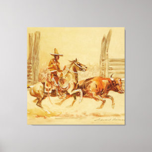 Impressão Em Tela Vaquero e Touro por Edward Borein