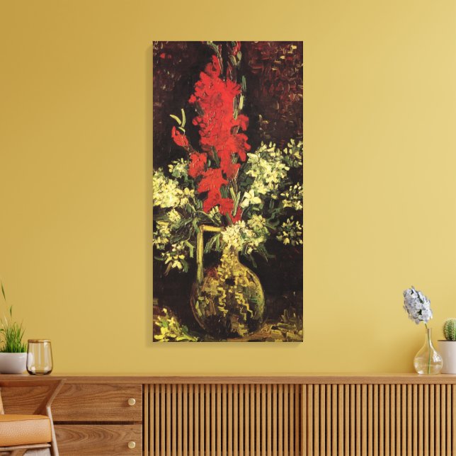 Impressão Em Tela Vase com Gladioli, Cravos por Vincent van Gogh (Insitu(Sala de estar))