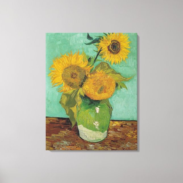 Impressão Em Tela Vase com três girassóis, Vincent van Gogh (Frente)