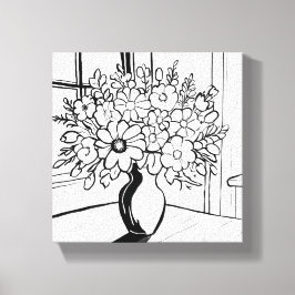 Impressão Em Tela Vaso de Flores Buquê Modernista Minimalista