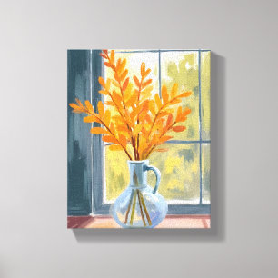 Impressão Em Tela Vaso de Flores de Outono Aquarela