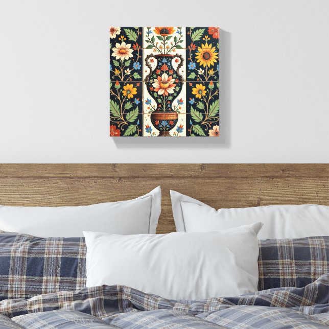 Impressão Em Tela Vaso Romano Floral (Insitu(Quarto))