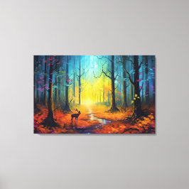 Impressão Em Tela Veado na Floresta do Arco-íris do outono