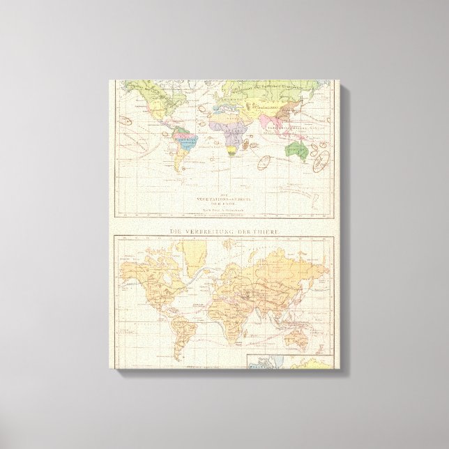 Impressão Em Tela Vegetação gebiete, Mapa do Atlas Thiere (Frente)
