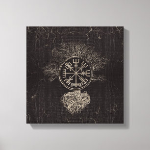 Impressão Em Tela Vegvisir e árvore de vida - Yggdrasil