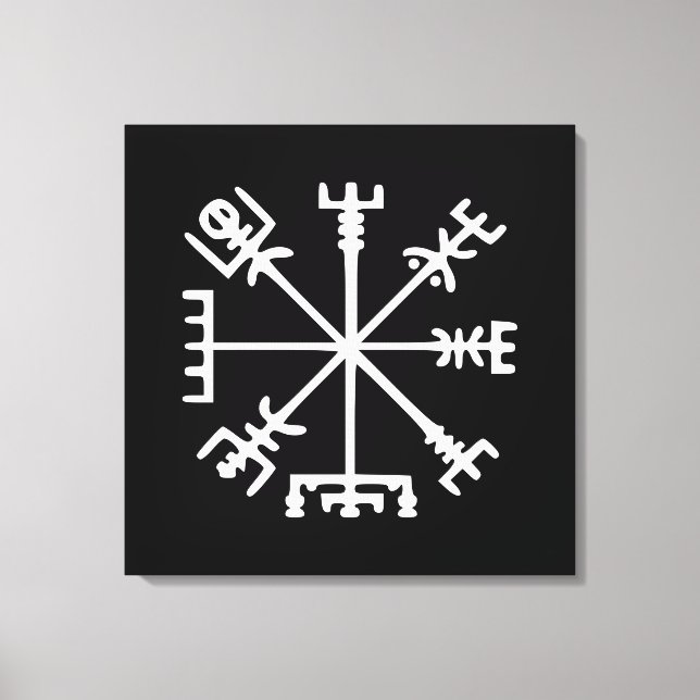 Impressão Em Tela Vegvísir (Viking Compass) (Frente)