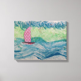 Impressão Em Tela Vela de Bolinhas Rosa