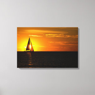 Impressão Em Tela vela do por do sol no lago