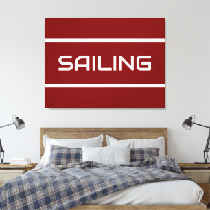 Impressão Em Tela VELA Texto Branco Moderno com Listras em Vermelho 