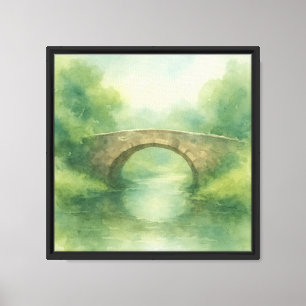 Impressão Em Tela Velha Aquarela de Ponte de Pedra