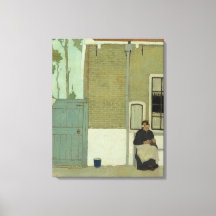 Velha holandesa em frente à sua casa