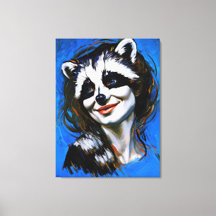 Impressão Em Tela "Velka Teyani" Whispering Raccoon Trickster