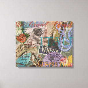 Impressão Em Tela Venice Vintage Trendage Itália Viagem Collage