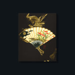 Impressão Em Tela Ventilador Oriental Crampeado com Design Floral<br><div class="desc">Pintura de um fã oriental esmagado com um design floral. O fundo preto permite que as cores do pop do ventilador sejam tiradas do impressão. Segure isso na sua parede e aproveite!</div>