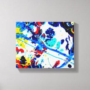 Impressão Em Tela Ver Azul Multicolor Abstrato Salpico
