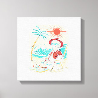 Impressão Em Tela Verão de Esqueleto Engraçado