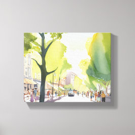 Impressão Em Tela Verão na Beacon Street | Boston, MA Aquarela