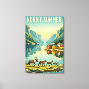 Impressão Em Tela Verão Nórdico – Viagens Vintage aos Fiordes Escand