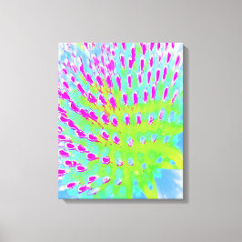 Impressão Em Tela Verde limão e Flor de Cone Abstrato Roxo