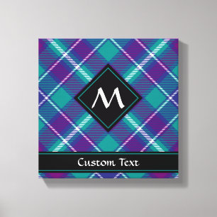 Impressão Em Tela Verde marinho, Roxo e Tartan Azul