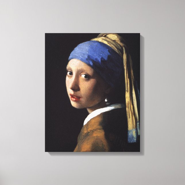 Impressão Em Tela Vermeer Girl Pearl Enarrando pintura de arte (Frente)