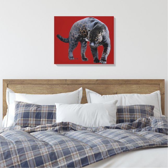 Impressão em tela vermelha Jaguar Diablo (Insitu(Quarto))
