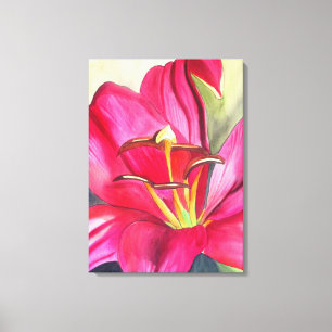 Impressão Em Tela Vermelho Alerta Lily - pintura em flor de aquarela