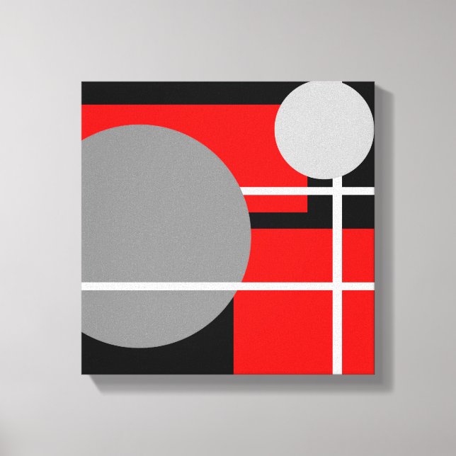 Impressão Em Tela Vermelho Cinza Preto Branco Moderno - Tela Enrolad (Frente)
