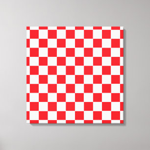 Impressão Em Tela Vermelho e branco Checkered