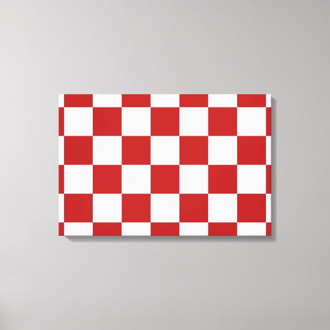 Impressão Em Tela Vermelho e branco verificados (Frente)