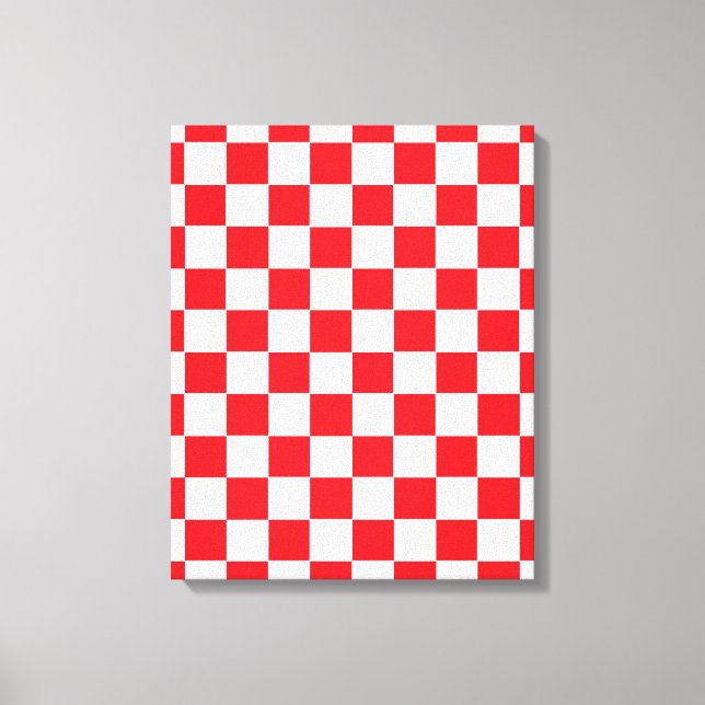 Impressão Em Tela Vermelho e branco verificados (Frente)
