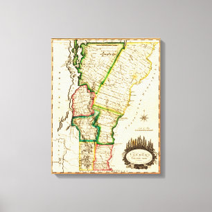 Impressão Em Tela VermontPanoramic MapVermont 2
