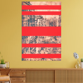 Impressão Em Tela Versão Vermelha Modernizada da Rua. Rua James