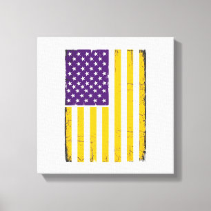 Impressão Em Tela Vetor de bandeira americana roxa e dourada desgast