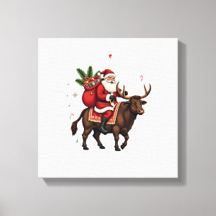 Impressão Em Tela Vetor de Natal de Papai Noel Vintage montado em Va